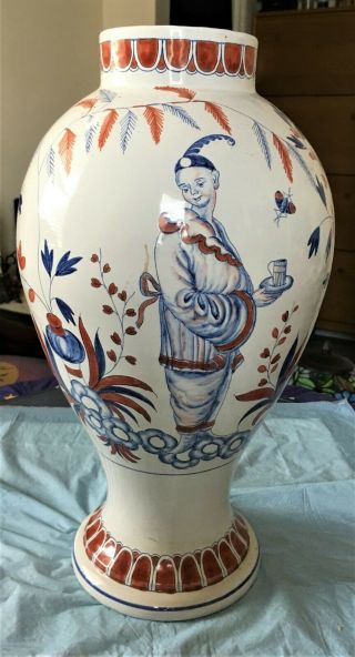 Rare Antique Large Chinese Export Porcelain Vase Famille Rose Gentlman
