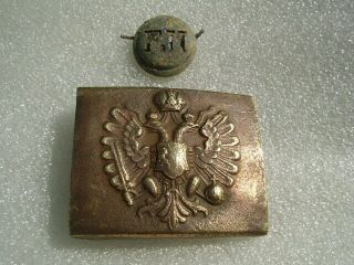 Wwi Austro - Hungarian Army Belt Brass Buckle Cap Hat Badge Battlefields Relic