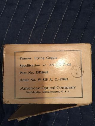 Vintage Rare WWII Flying Goggle,  Amer.  Optical Co. ,  Box,  Authentic 7