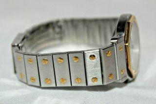 Vintage Santos De Cartier Automatic 18K Gold Steel Watch Blue Sapphire Octagonal 5