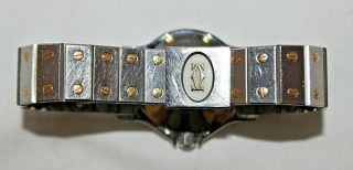 Vintage Santos De Cartier Automatic 18K Gold Steel Watch Blue Sapphire Octagonal 6