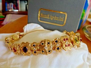 Glatter Estate Slide Bracelet 14k Gold Gemstones 52.  58 G Private Paralegal0907