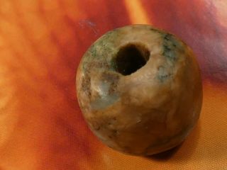 ANCIENT PRE - COLUMBIAN - MESOAMER.  MAYAN JADE BELIZE BEAD 15.  2 BY 13.  8 MM HEIRLOOM 4