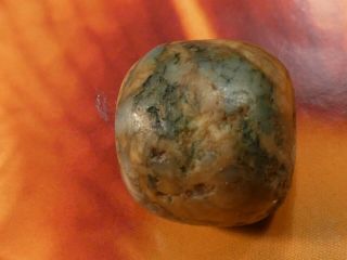 ANCIENT PRE - COLUMBIAN - MESOAMER.  MAYAN JADE BELIZE BEAD 15.  2 BY 13.  8 MM HEIRLOOM 5