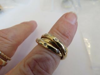 Vintage 14k Gold 3 Mm Diamond Eternity Rolling Rings Sz 5 1/2 3 Rings