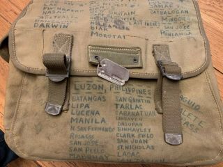 Wwii M1936 Musette Bag Uss Gunston Hall Lsd - 5 Leyte,  Luzon,  Philippines