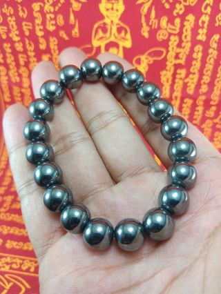 Rare Leklai Black Bead Bracelet Lp Somporn Protect Wealth Luck Thai Amulet