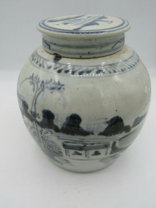 Chinese Ginger Jar Large Blue And White Porcelain Jar Handpainted 7” Signed