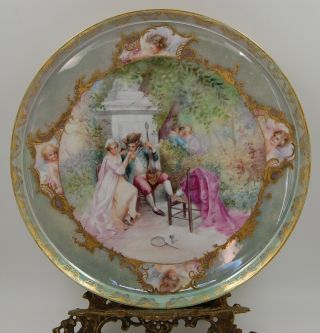 Limoges Antique Hand Painted Portrait Plate Plaque Charger Tray