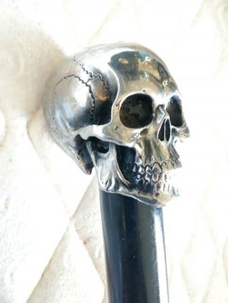 Memento Mori Cane Antique Sword Silver Human Skull Silver Jewelry