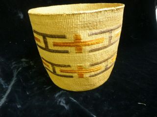 Antique Tlingit Twined Spruce Root Basket with Geometric Design 1 6