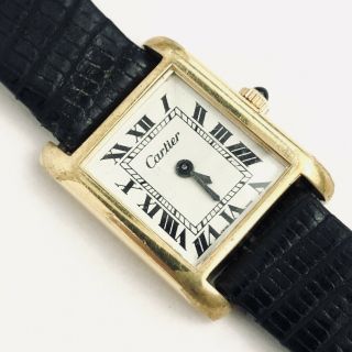 Cartier Tank Womens Mechanical Vintage Watch 18k Gold Plated Classic Americana
