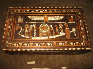 Antique Parquetry Inlaid Wood Dresser Jewelry Box Egypt For Worlds Fair Exhibit