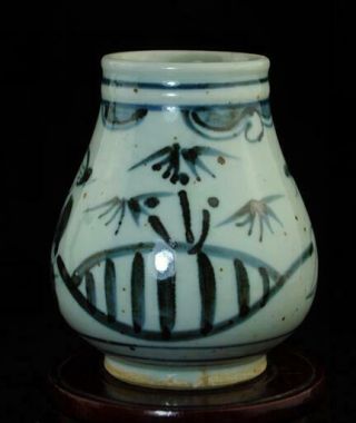 Old Chinese Hand - Made Blue And White Porcelain Hand Painted Character Pot