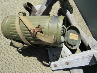 Wwii Weffenamt German Army Gas Mask & Canister Great Shape 1939 Dated & Named