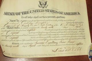 Wwi Us Army Promotion Appointment Document 1918 France