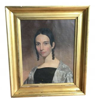 1835 Antique Oil Portrait Painting Of A Young English Woman