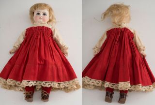 LOVELY ANTIQUE BELTON TYPE BISQUE HEAD DOLL FIXED BLUE SWIRL EYES JOINTED BODY 3