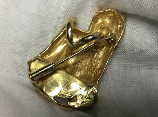 SGN HALSEY YORKSHIRE TERRIER YORKIE DOG 14KT GOLD PIN PENDANT W OPAL & DIAMONDS 5