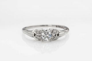 Antique 1930s.  60ct Oval Cut Diamond Platinum Wedding Ring Art Deco Sizing