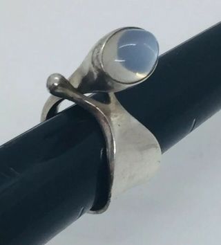 Georg Jensen Torun Denmark Vintage Sterling Silver Moonstone Ring Size 6