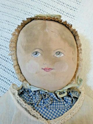 Polly Heckewelder Antique Cloth Doll Moravia Pennsylvania 1900 17 " All