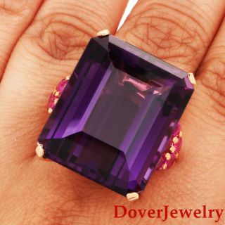 Antique Retro 81.  80ct Amethyst Ruby 14k Gold Large Cocktail Ring 24.  8 Grams Nr