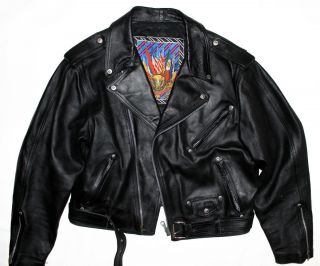 RARE GIANNI VERSACE MENS VINTAGE 90 ' S LEATHER BIKER JACKET SIZE XL 2