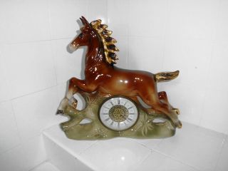 Vintage Jema Holland 475 Horse Mantle Clock Circa 1950