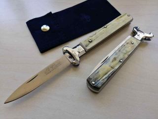 Coltello Tradizional Sfilato Caccia Knife Ancient Horn Hunt 21cm Made In Italy