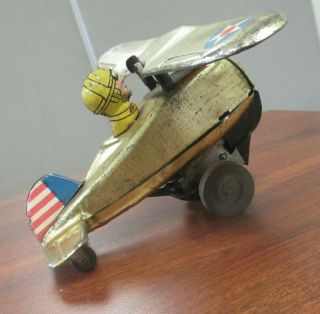 Vintage MARX WIND UP TIN LITHO ROLL OVER LOOPING STUNT PLANE AIRPLANE TOY 5