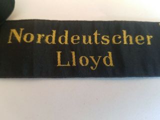 Rare Cap Hat Tally Ribbon Norddeutscher Lloyd Konigin Luise German Ship WWI 3