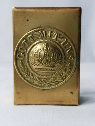 Vintage Wwi German Gott Mit Uns Brass Match Box Cover Trench Art