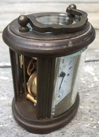 Antique Norman Swiss Brass Miniature Oval Carriage Alarm Clock 1760a Not