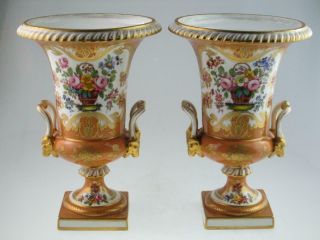 Antique 19th Century Rockingham Style Porcelain Urns Circa 1830 12