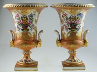Antique 19th Century Rockingham Style Porcelain Urns Circa 1830