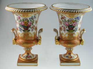 Antique 19th Century Rockingham Style Porcelain Urns Circa 1830 2