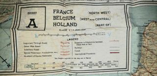 Rare Ww2 Wwii 1943 Escape Silk Map A/b France Belgium Holland Spain German - Swiss