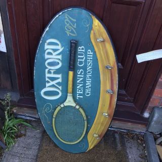 Vintage Oxford Tennis Club Wooden Wall Hanging Coat 36.  5” X21” Rare 4