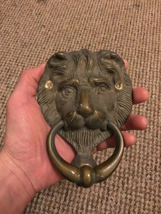 Victorian Brass Lion Head Door Knocker