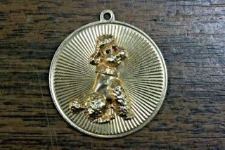 Antique Tiffany & Co 14k Yellow Gold Disc Charm Poodle W/ruby Eyes