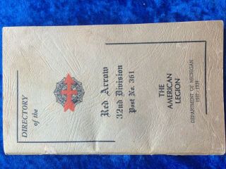 1937 Directory 32nd Division WWI American Legion Michigan Red Arrow 2