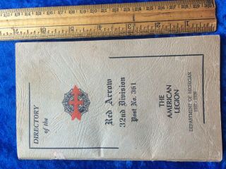 1937 Directory 32nd Division WWI American Legion Michigan Red Arrow 3