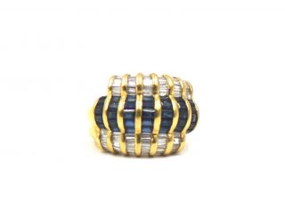 Vintage Levian Sapphire Diamond Crossover Ring 18k Gold Sz 6.  75 Designer Signed