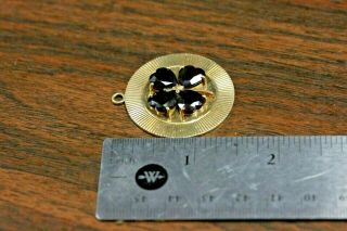 Antique Tiffany & Co 14K Yellow Gold Disc Charm with Garnet Clover 6