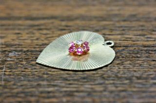 Vintage Tiffany & Co 14K Heart Charm with Diamond and Rubies 3