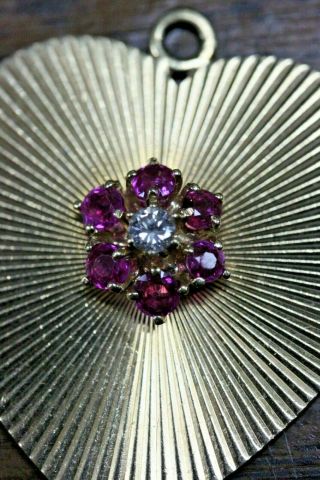 Vintage Tiffany & Co 14K Heart Charm with Diamond and Rubies 6