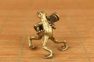 Chinese Old Copper Hand Casting Love Frog Statue Netsuke Collectable