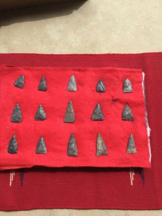 indian artifacts / 15 York Ohio Ft Ancient Triangles /Authentic Arrowheads 2