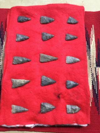 indian artifacts / 15 York Ohio Ft Ancient Triangles /Authentic Arrowheads 4